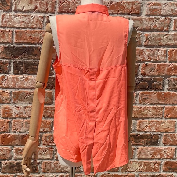American Eagle Outfitters 🦅 orange sleeveless collared button down top / M /EUC - Picture 10 of 17